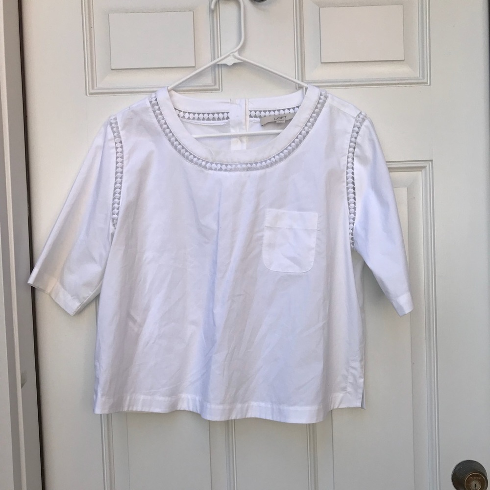 LOFT White Crochet Blouse
